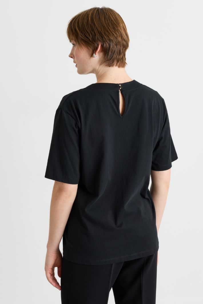 T-shirt in jersey con strass - NERO - Intrend - 4