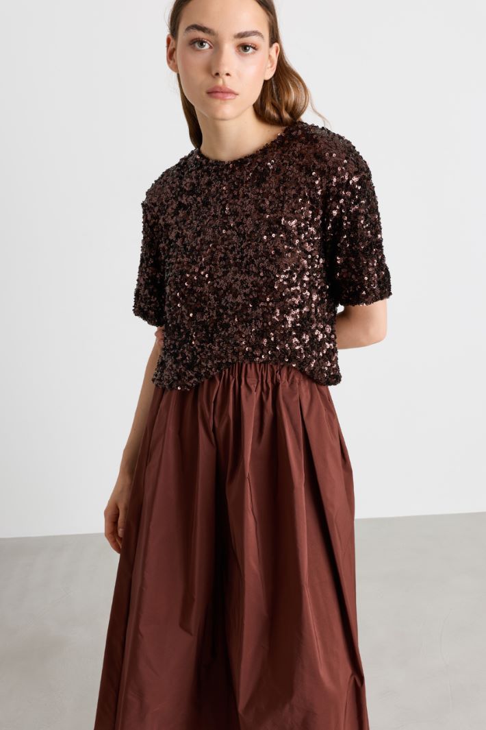 T-shirt boxy con paillettes - MARRONE - Intrend - 2