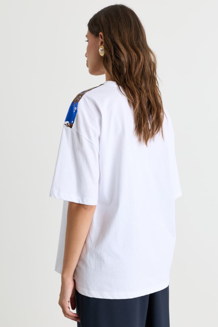 Printed jersey T-shirt - WHITE BLUE BROWN - Intrend - 4