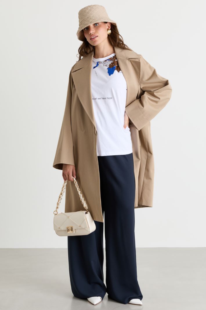 Printed jersey T-shirt - WHITE BLUE BROWN - Intrend