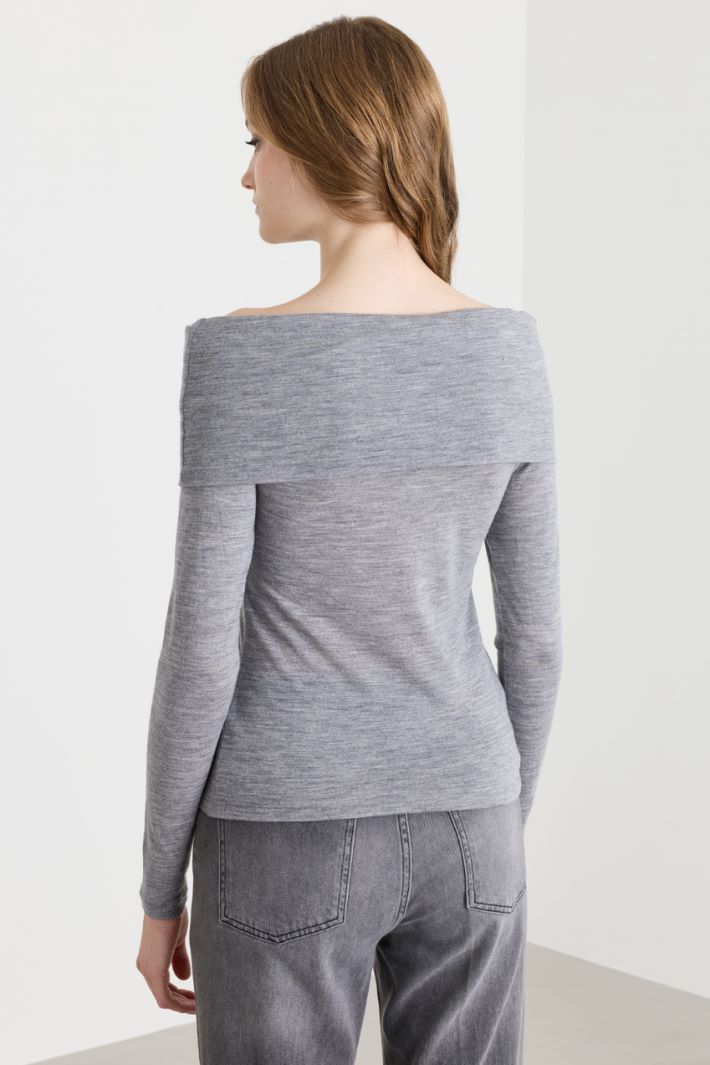 T-shirt in jersey off-shoulder - GRIGIO - Intrend - 4