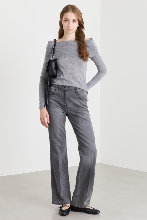 T-shirt in jersey off-shoulder - Intrend