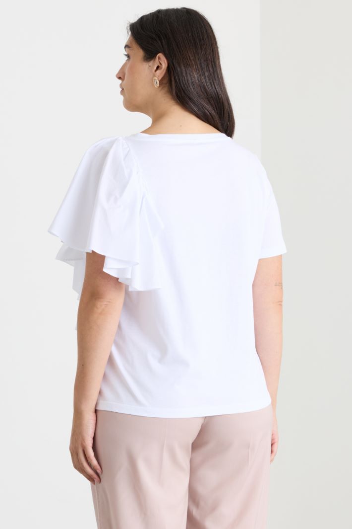 T-shirt in jersey con balza - BIANCO - Intrend - 4