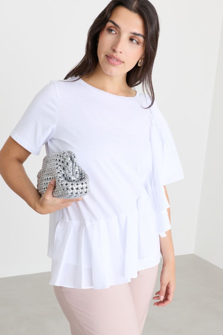 T-shirt in jersey con balza - BIANCO - Intrend - 2