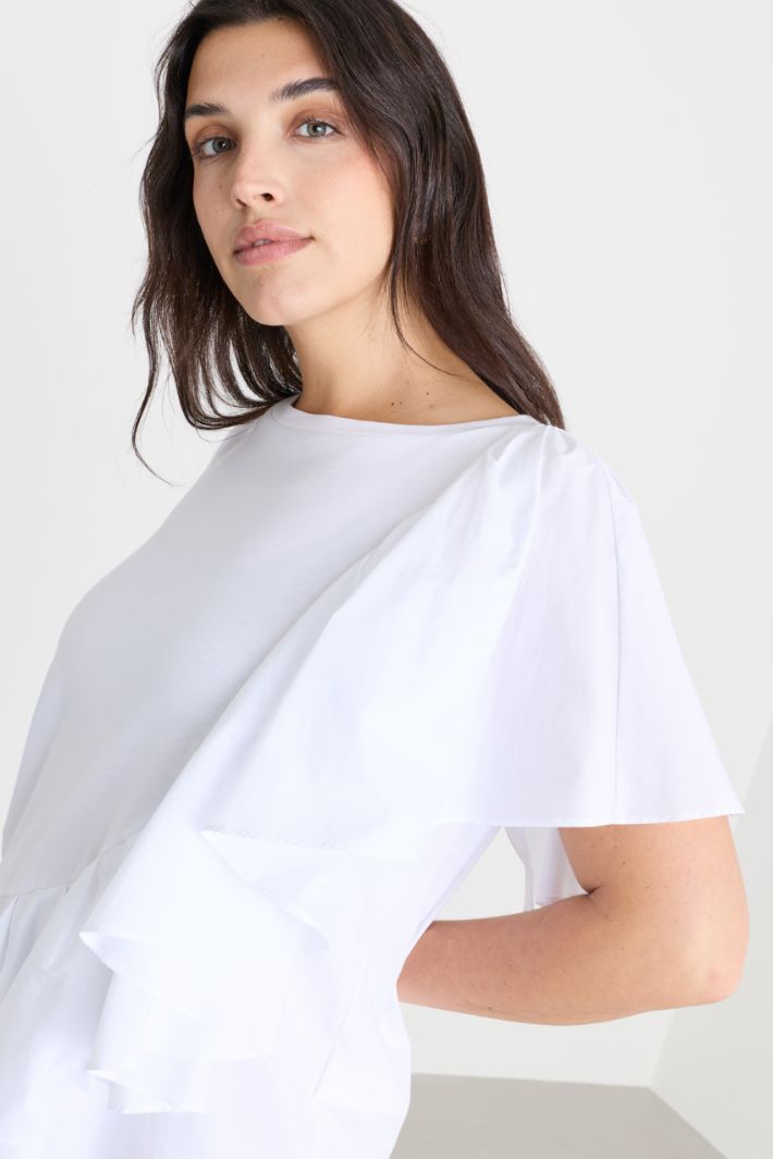 T-shirt in jersey con balza - BIANCO - Intrend - 3