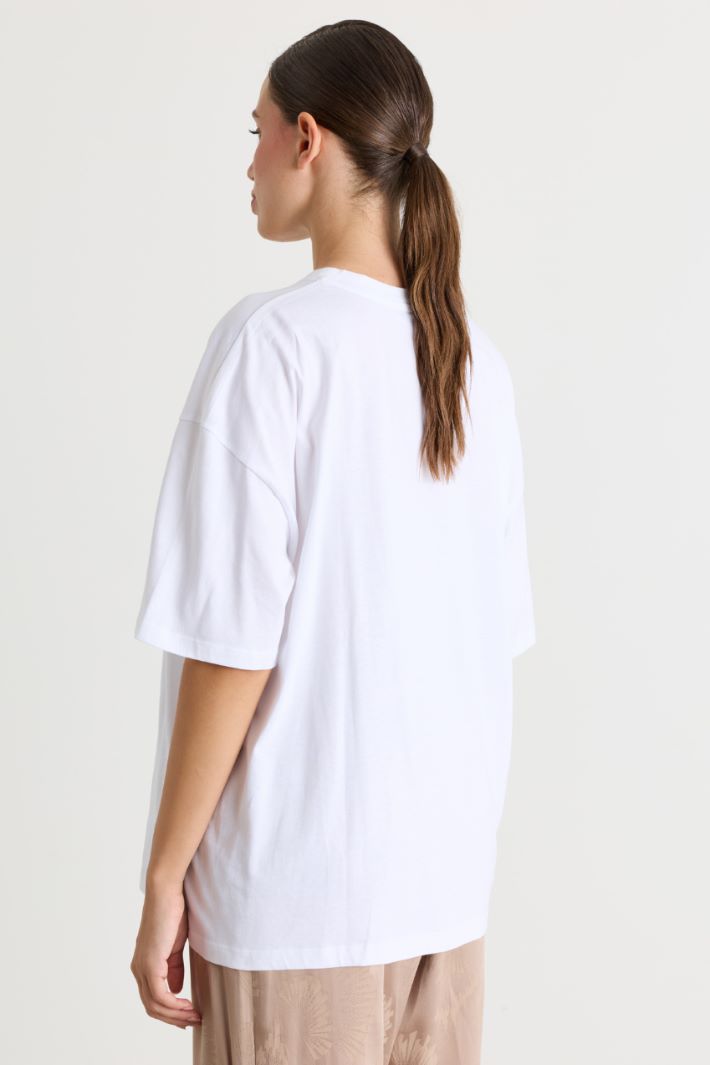 Embroidered Jersey T-shirt - WHITE - Intrend - 4