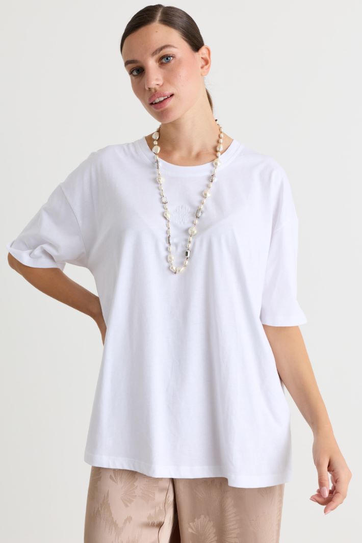 Embroidered Jersey T-shirt - WHITE - Intrend - 2