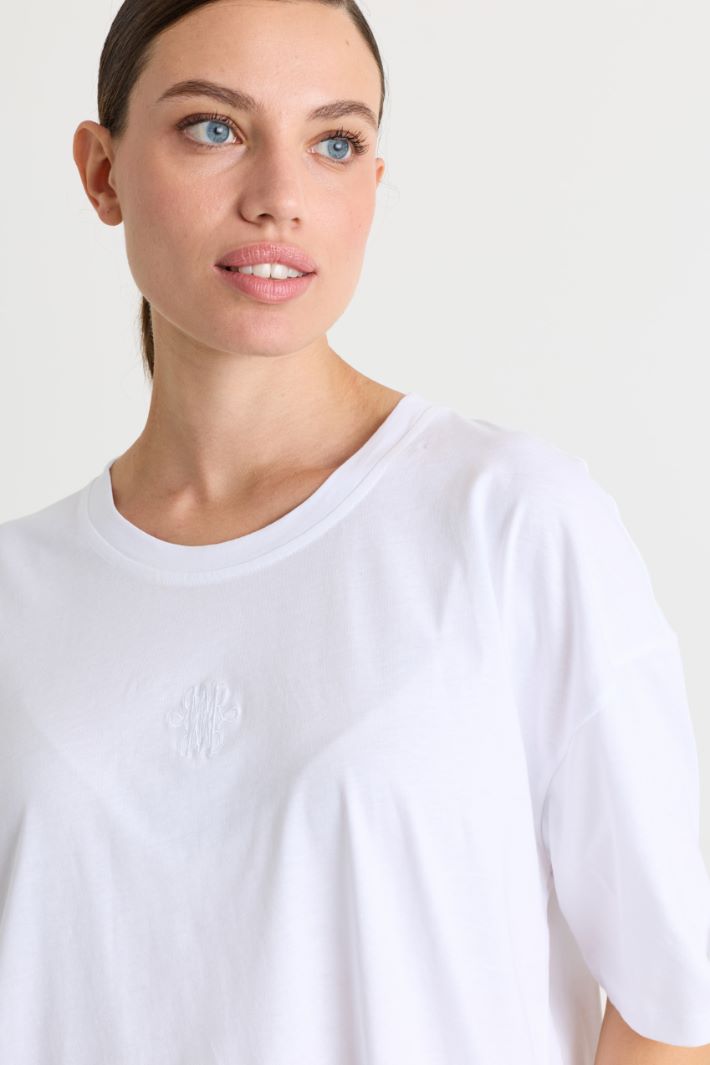 Embroidered Jersey T-shirt - WHITE - Intrend - 3