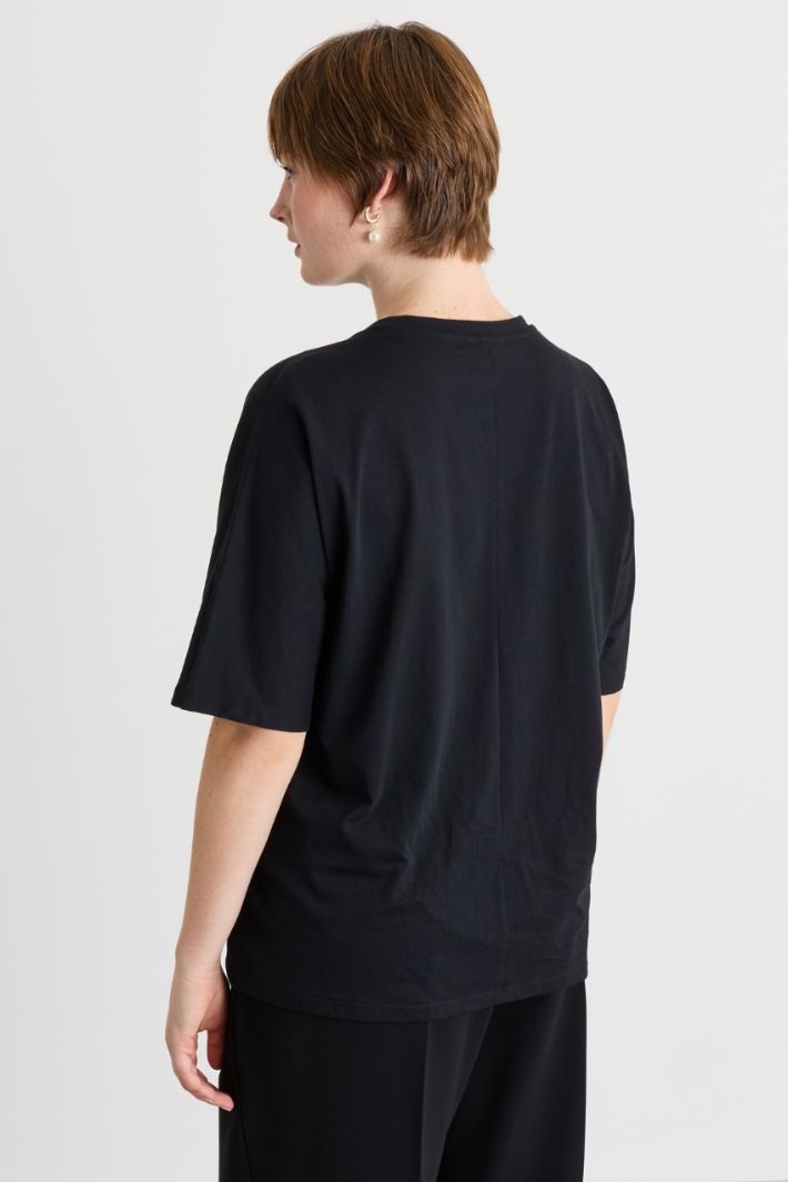 T-shirt in jersey con paillettes - NERO - Intrend - 4