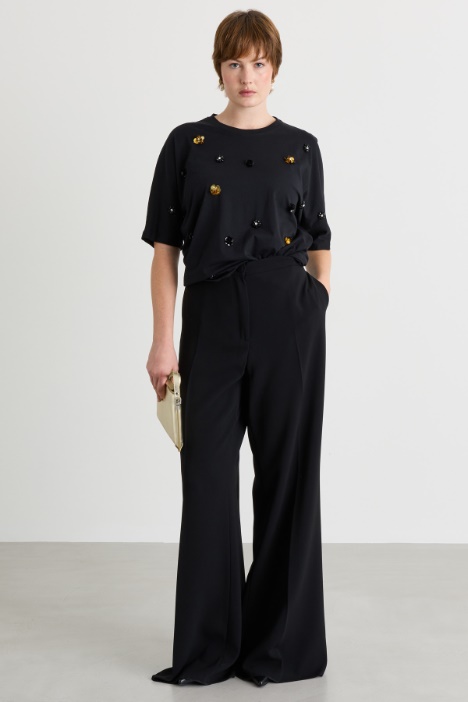 T-shirt in jersey con paillettes - Intrend