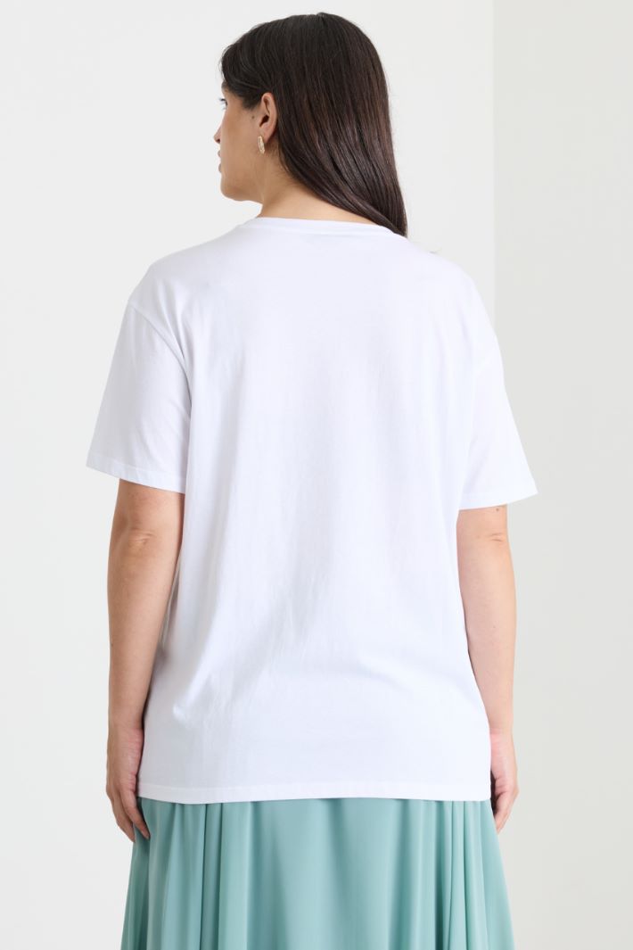 T-shirt in jersey con ricamo - BIANCO VERDE - Intrend - 4