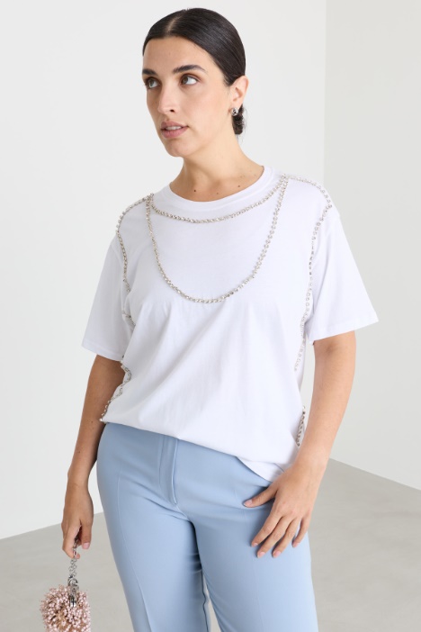 Embroidered jersey T-shirt - Intrend