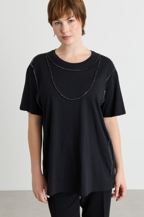 Embroidered jersey T-shirt - Intrend
