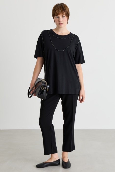 T-shirt in jersey con ricamo - Intrend