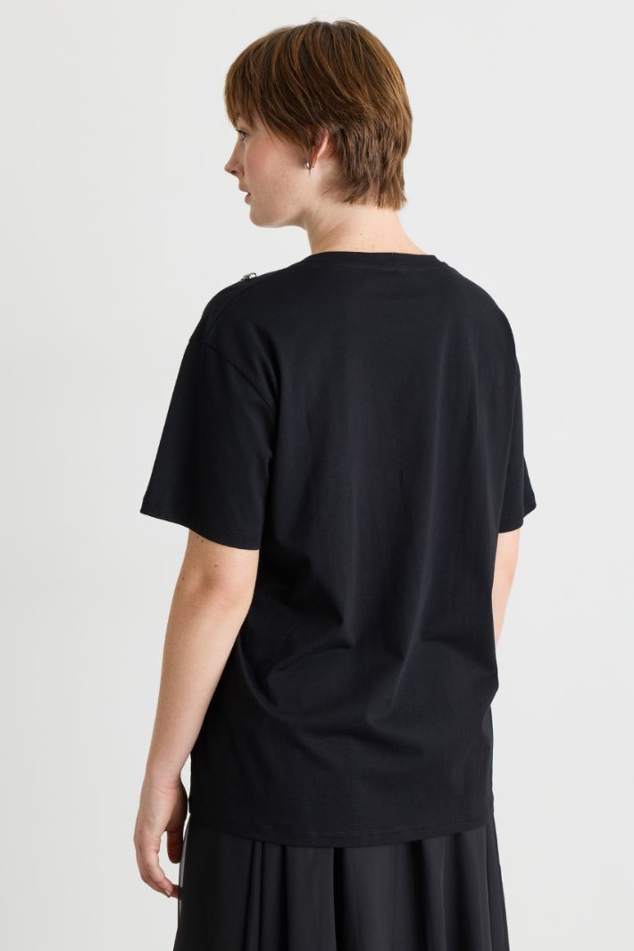T-shirt in jersey con ricamo - NERO - Intrend - 4
