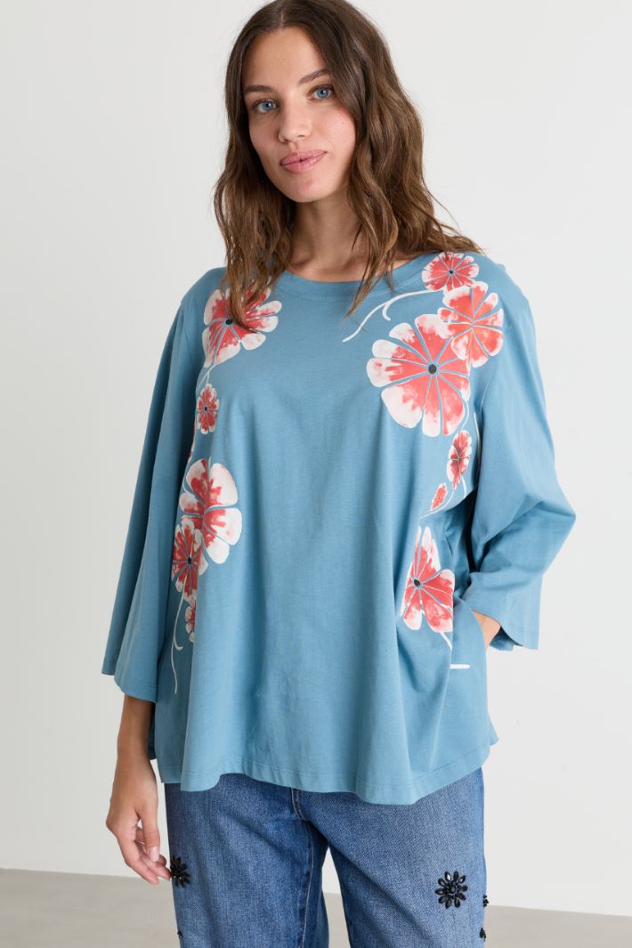 Three-quarter-sleeve T-shirt - LIGHT BLUE PINK - Intrend - 2