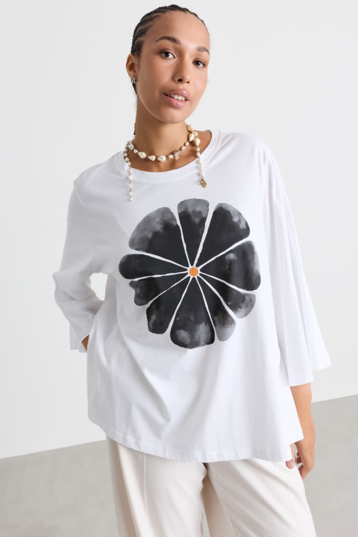 T-shirt con maniche a tre quarti - BIANCO NERO - Intrend - 2