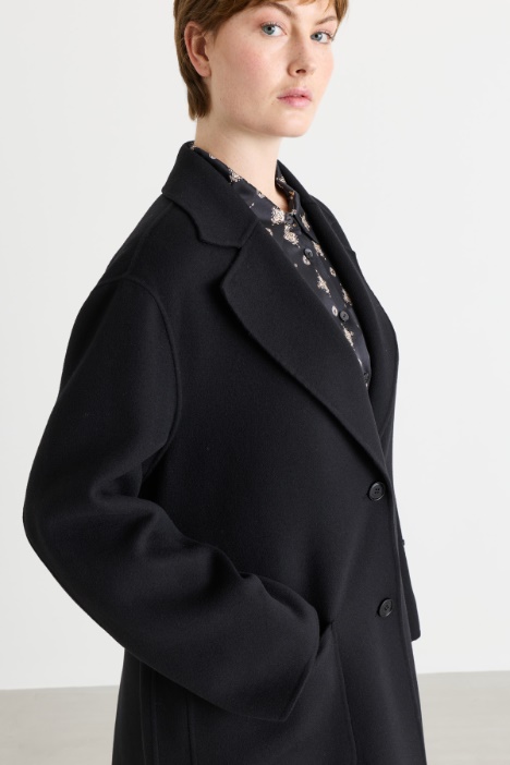 Cappotto in double di misto lana con cintura
