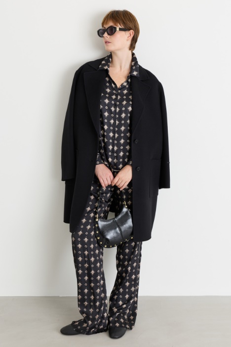 Belted double-faced cloth coat - Intrend