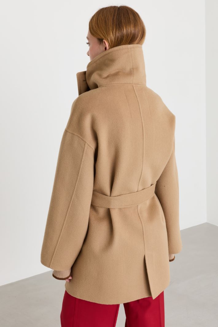 High-neck coat - CAMEL - Intrend - 4