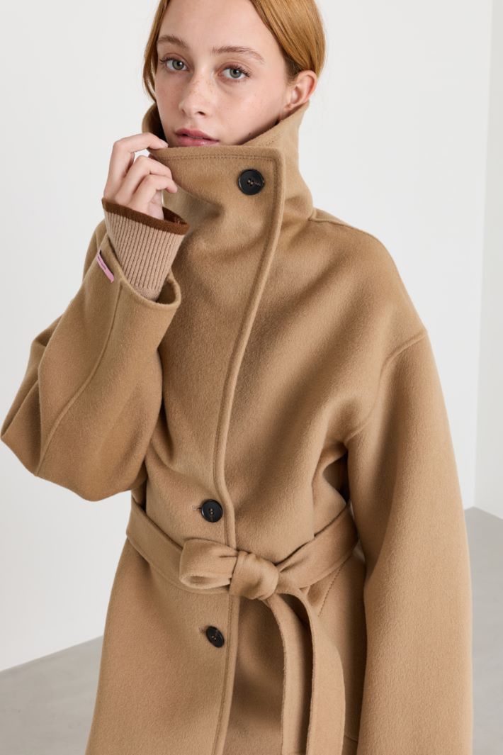 High-neck coat - CAMEL - Intrend - 3