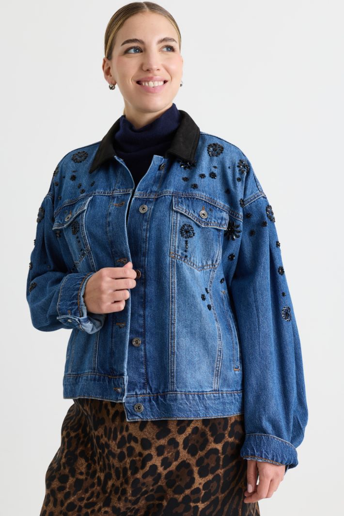 Jewel-Embellished Jacket - BLUE - Intrend - 2