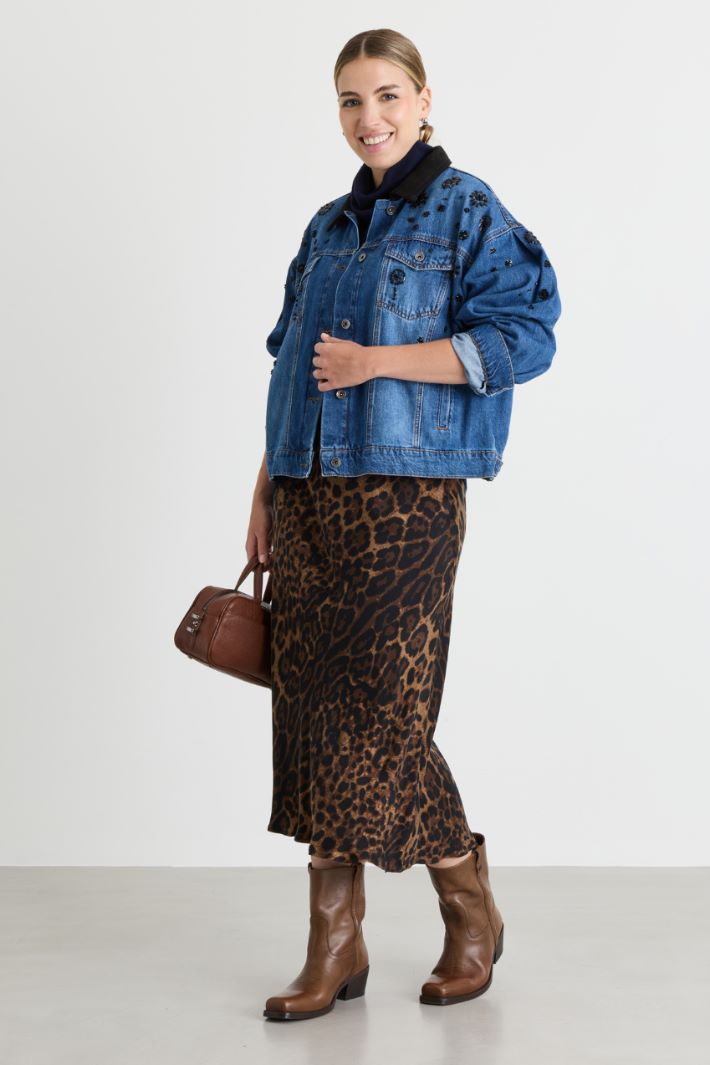 Jewel-Embellished Jacket - BLUE - Intrend