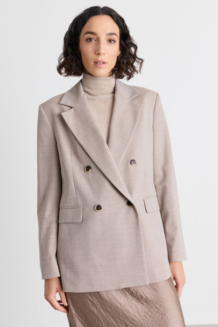 Double-breasted grisaille blazer - GREY - Intrend - 2