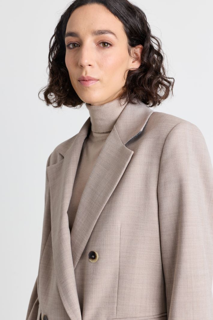Double-breasted grisaille blazer - GREY - Intrend - 3