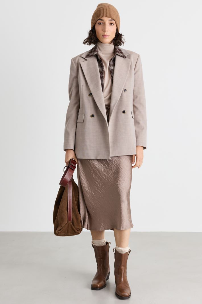 Double-breasted grisaille blazer - GREY - Intrend