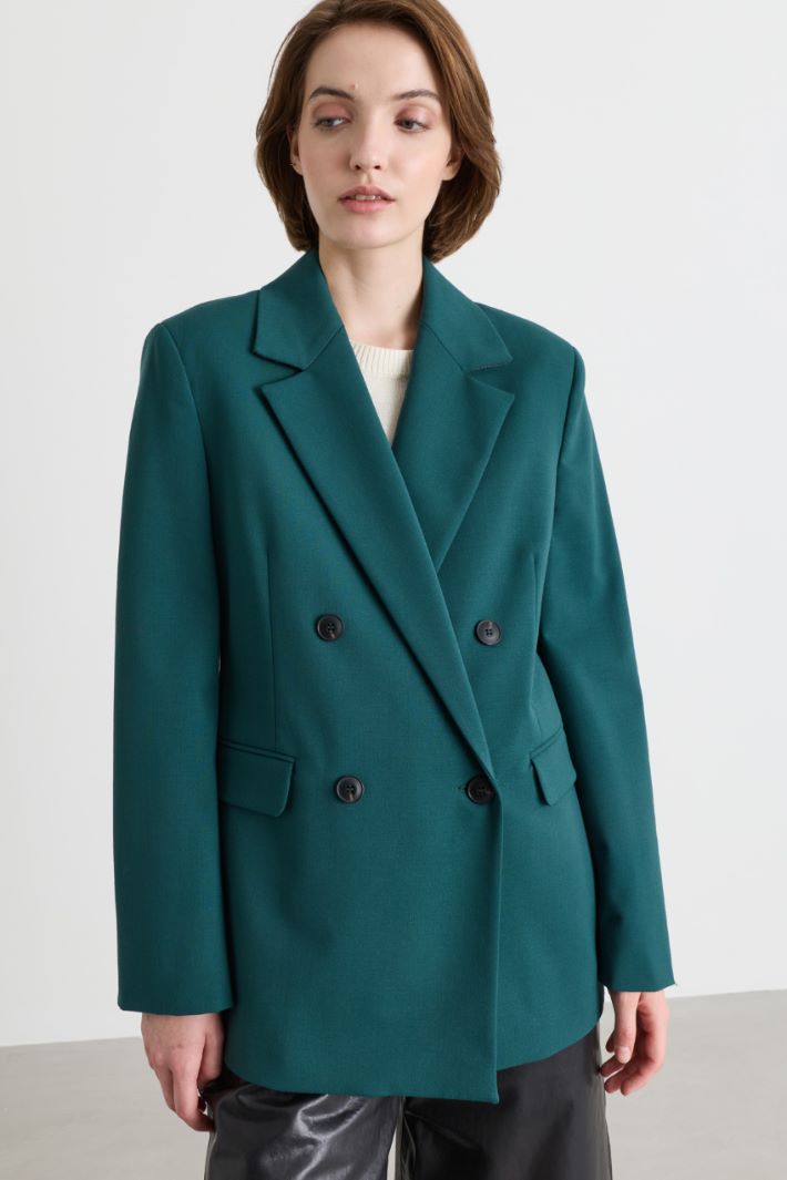 Double-breasted blazer - GREEN - Intrend - 2