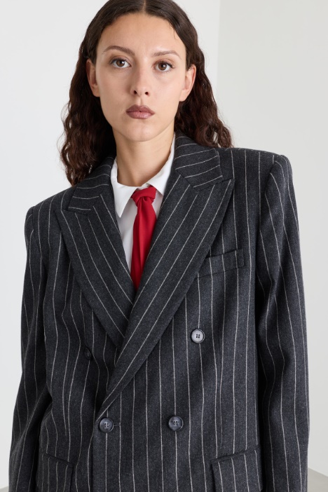 Blazer oversize in misto lana con lettering