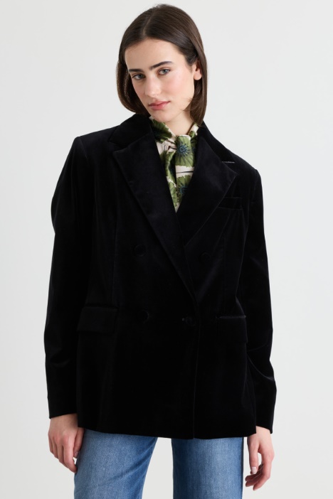 Double-breasted velvet blazer - Intrend