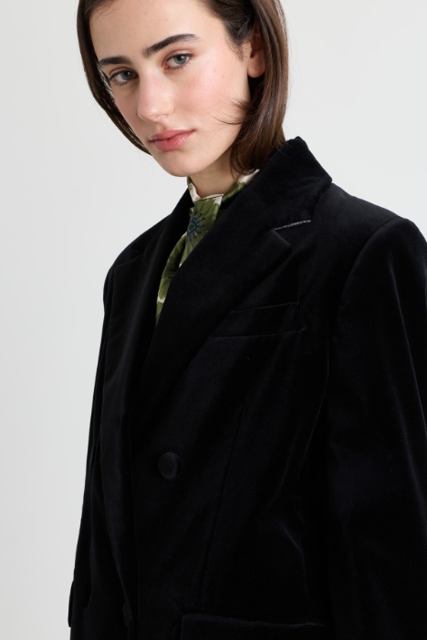Blazer doppiopetto in velluto liscio di cotone