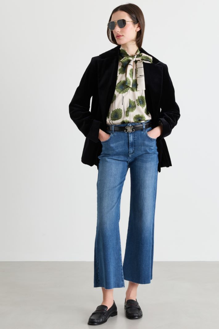Double-breasted velvet blazer - BLACK - Intrend