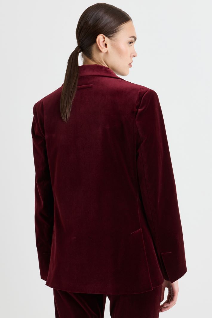 Double-breasted velvet blazer - BORDEAUX - Intrend - 4