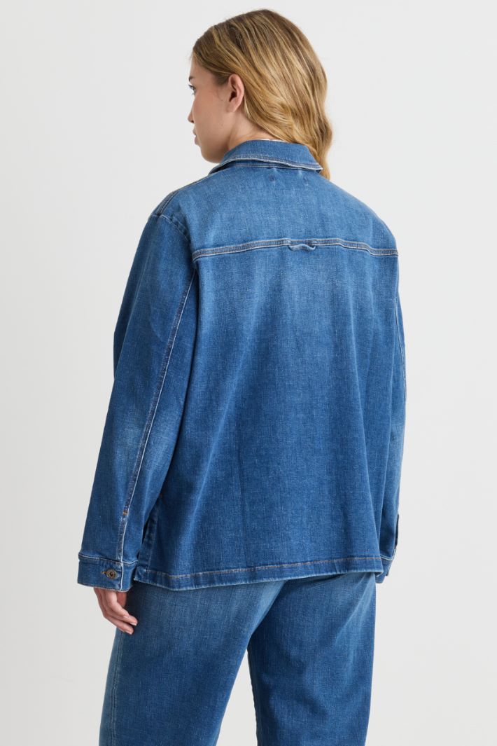 Maxi-pocket denim jacket - BLUE - Intrend - 4