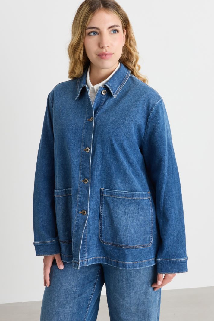 Maxi-pocket denim jacket - BLUE - Intrend - 2