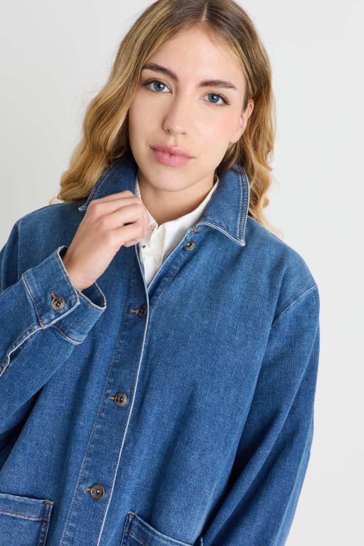 Maxi-pocket denim jacket - BLUE - Intrend - 3