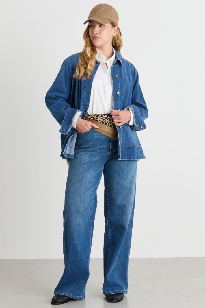 Maxi-pocket denim jacket - BLUE - Intrend