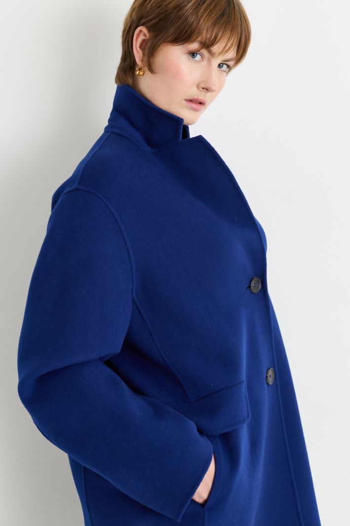 Double Cloth Coat - BLUE - Intrend - 3
