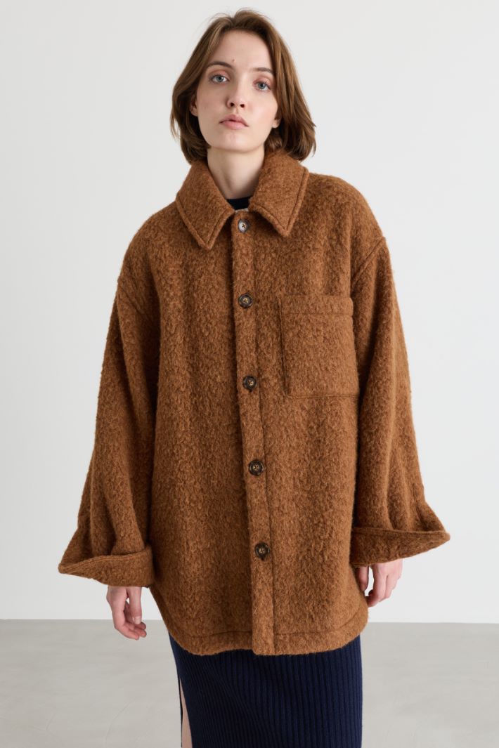 Warm, soft-touch shirt jacket - BROWN - Intrend - 2