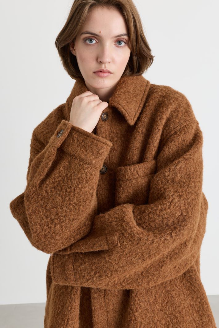 Warm, soft-touch shirt jacket - BROWN - Intrend - 3