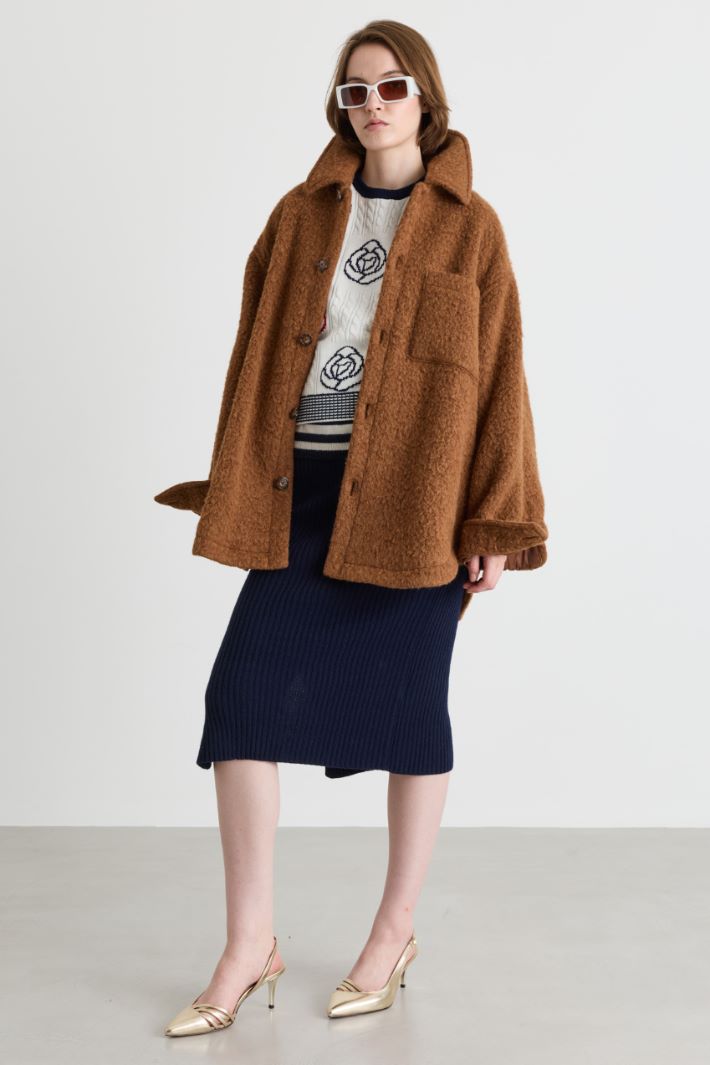 Warm, soft-touch shirt jacket - BROWN - Intrend