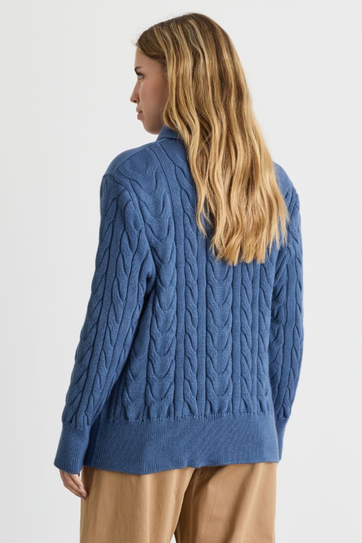 Double-faced coat with knit detailing - BLUE - Intrend - 4