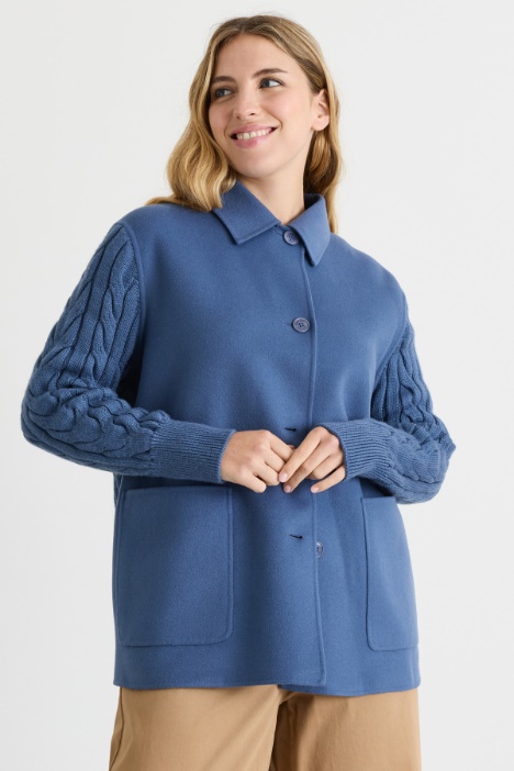 Double-faced coat with knit detailing - Intrend