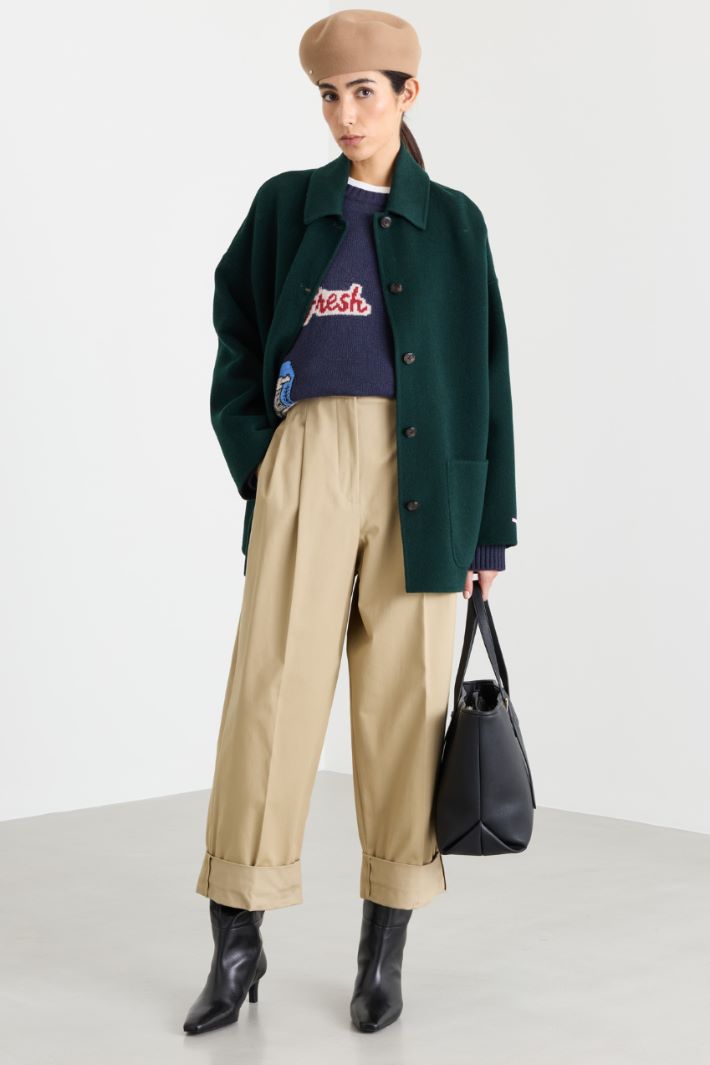 Double cloth shirt jacket - GREEN - Intrend