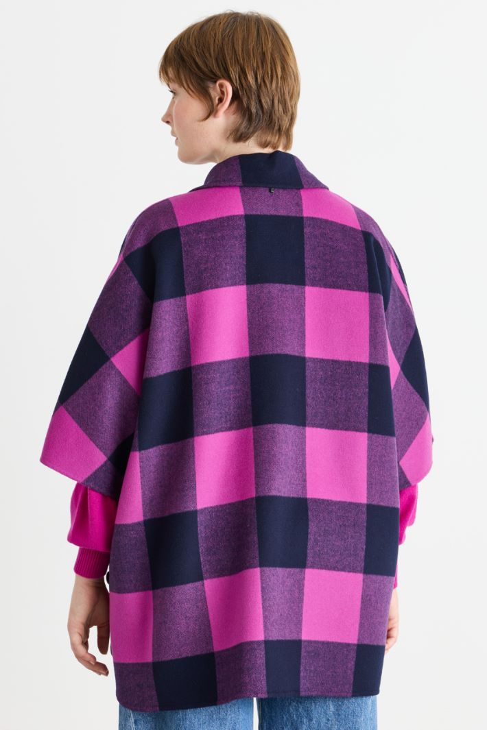 Veste longue à carreaux - FUCHSIA  NOIR - Intrend - 4