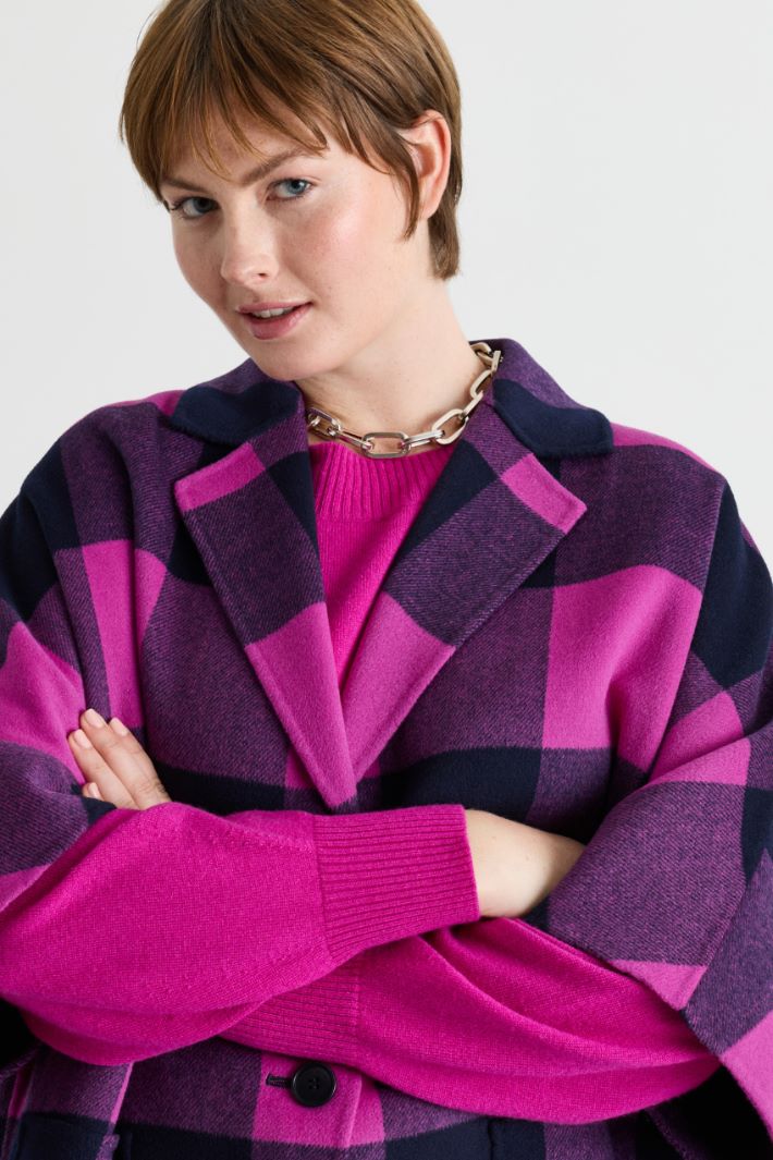 Veste longue à carreaux - FUCHSIA  NOIR - Intrend - 3