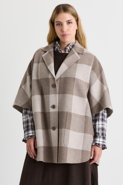 Checked Wool-Blend Coat - Intrend